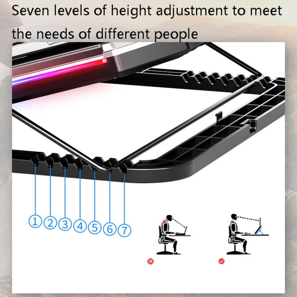 NUOXI Q8 Notebook Radiator LCD Screen Button Controllable RBG Luminescence Computer Cooling Base