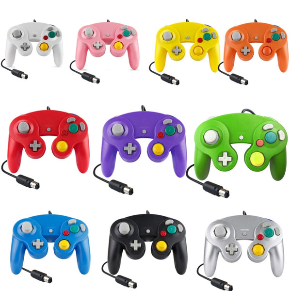 2 PCS Single Point Vibrating Controller Wired Game Controller For Nintendo NGC / Wii, White, Pink, Yellow, Red, Purple, Green, Blue, Black, Silver, Orange