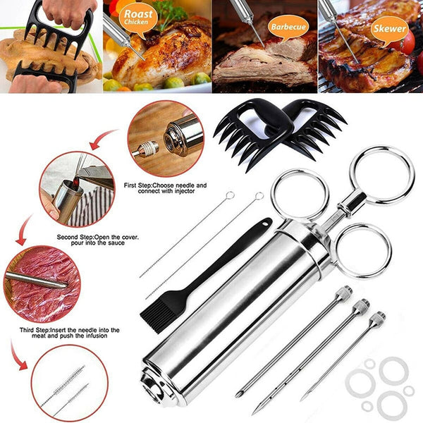 Stainless Steel Spice Syringe Barbecue Tool Turkey Needle Set