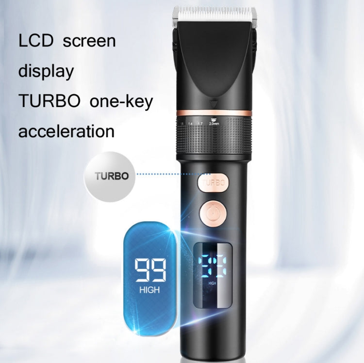 TURBO Men Electric Hair Trimmer LCD Digital Display Hair Clipper