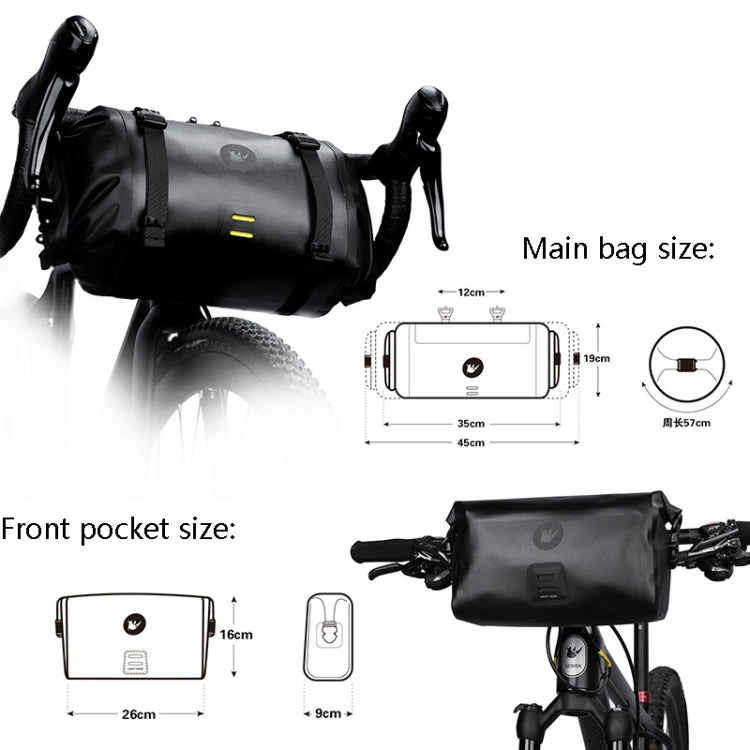 Rhinowalk X21998 Full 12L Waterproof Large Capacity Front Hanging Bag Off-Road Long-Distance Cycling Bag, Rhinowalk X21998