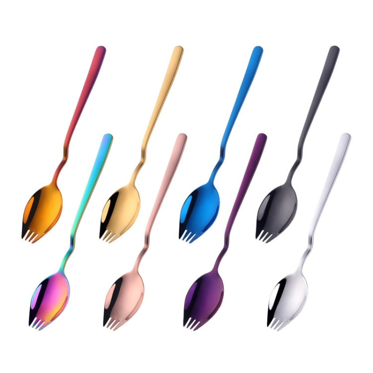 Stainless Steel Instant Noodle Fork Multi-Purpose V-Shaped Knife Fork Spoon Integrated Tableware, Color: Silver, Fork Spoon (Silver), Fork Spoon (Gold), Fork Spoon (Rose Gold), Fork Spoon (Black), Fork Spoon (Blue), Fork Spoon (Purple)�����������������...
