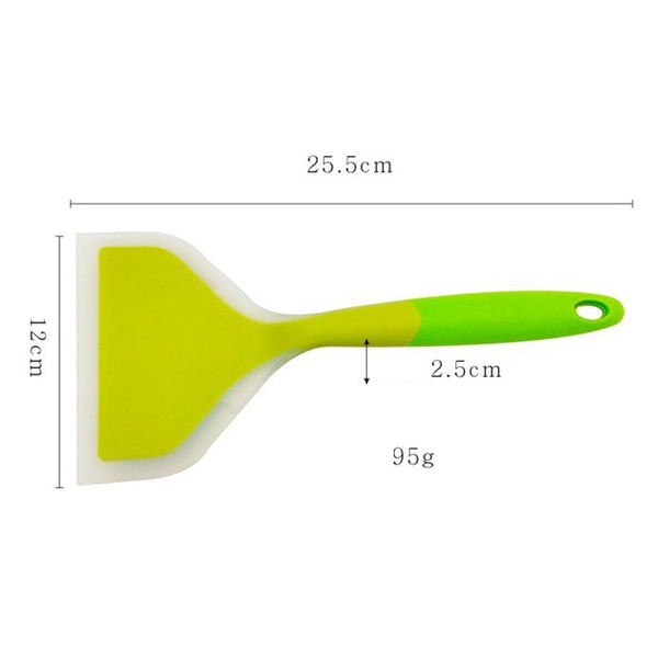 Silicone Nonstick Spatula Wide Mouth Steak Pizza Spatula Kitchen Tool, Green + Green, Pink + Green, Blue + Pink, Orange + Orange