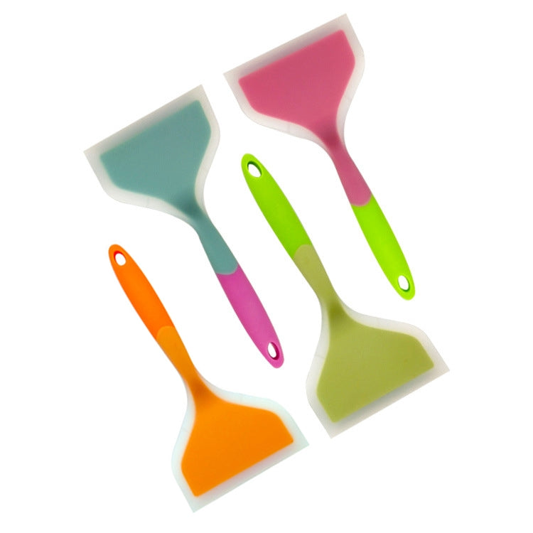 Silicone Nonstick Spatula Wide Mouth Steak Pizza Spatula Kitchen Tool, Green + Green, Pink + Green, Blue + Pink, Orange + Orange