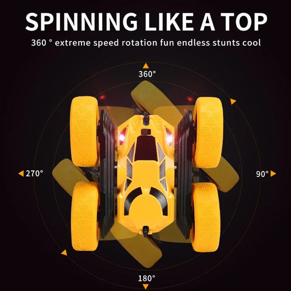 2.4G Remote Control Drift Roll Double-sided Stunt Car With Lights, Red, Blue