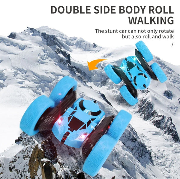 2.4G Remote Control Drift Roll Double-sided Stunt Car With Lights, Red, Blue