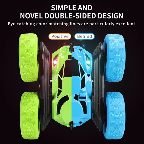 2.4G Remote Control Drift Roll Double-sided Stunt Car With Lights, Red, Blue