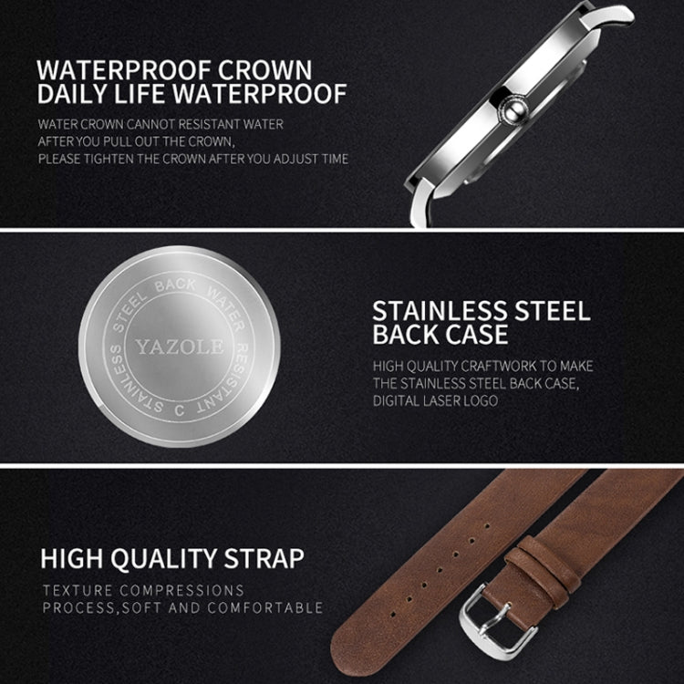 YAZOLE 506 Simple Large Scale Dial Men Business Quartz Watch