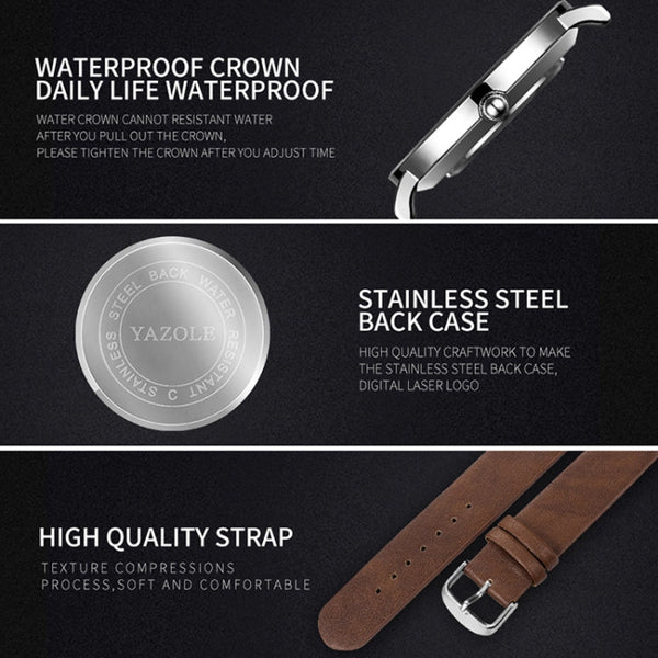 YAZOLE 506 Simple Large Scale Dial Men Business Quartz Watch