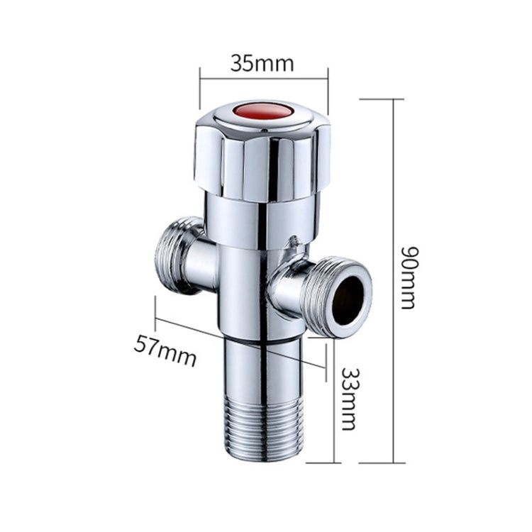 Stainless Steel Double Outlet Angle Valve Single Handle Double Control 1 In 2 Out Electroplating Wire Drawing Angle Valve, Plated, Drawing, Three Round Plated Cold Water, Three Round Plated Hot Water, Plum Wheel Plated Cold Water                       ...