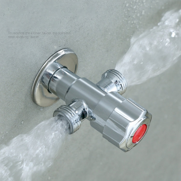 Stainless Steel Double Outlet Angle Valve Single Handle Double Control 1 In 2 Out Electroplating Wire Drawing Angle Valve, Plated, Drawing, Three Round Plated Cold Water, Three Round Plated Hot Water, Plum Wheel Plated Cold Water                       ...