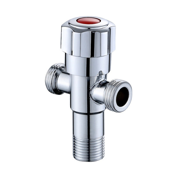 Stainless Steel Double Outlet Angle Valve Single Handle Double Control 1 In 2 Out Electroplating Wire Drawing Angle Valve, Plated, Drawing, Three Round Plated Cold Water, Three Round Plated Hot Water, Plum Wheel Plated Cold Water                       ...