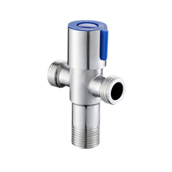 Stainless Steel Double Outlet Angle Valve Single Handle Double Control 1 In 2 Out Electroplating Wire Drawing Angle Valve, Plated, Drawing, Three Round Plated Cold Water, Three Round Plated Hot Water, Plum Wheel Plated Cold Water                       ...
