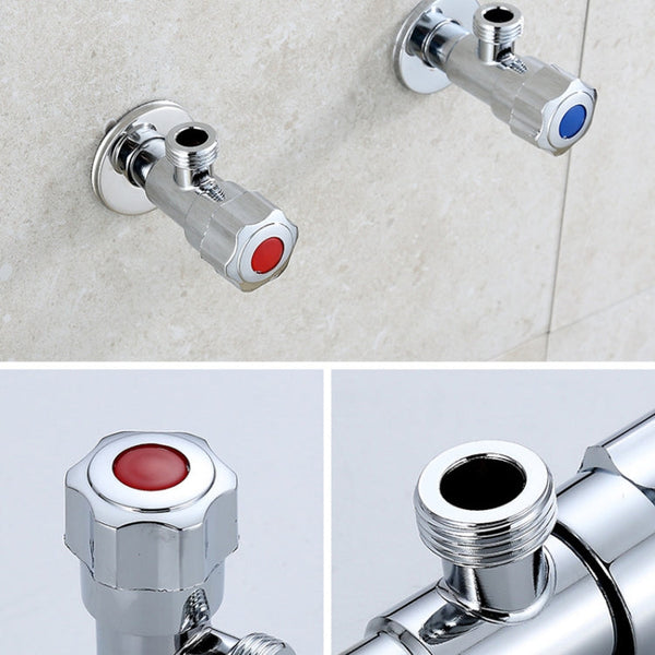 Stainless Steel Double Outlet Angle Valve Single Handle Double Control 1 In 2 Out Electroplating Wire Drawing Angle Valve, Plated, Drawing, Three Round Plated Cold Water, Three Round Plated Hot Water, Plum Wheel Plated Cold Water                       ...
