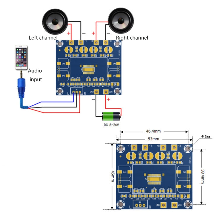 2 PCS XH-A232 Dual-Channel 20W High Power Digital Board MP3 Audio Power Amplifier Board Module, 20W Dual-channel MP3  Audio Amplifier