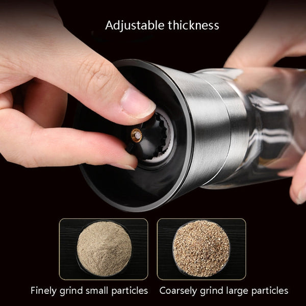 304 Stainless Steel Sea Salt Pepper Grinder Home Pepper Coffee  Manual Grinding Bottle, 2 PCS 200ml, 270ml, 450ml