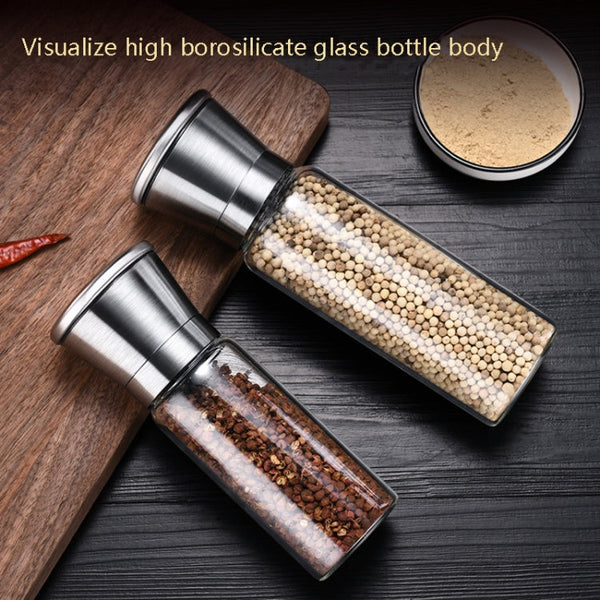 304 Stainless Steel Sea Salt Pepper Grinder Home Pepper Coffee  Manual Grinding Bottle, 2 PCS 200ml, 270ml, 450ml