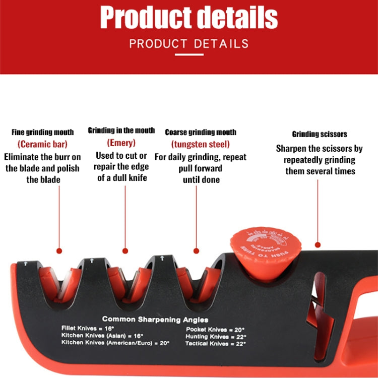 4- In-1 Adjustable Manual Knife Sharpener Multifunctional Knife Sharpener, 4 in 1 (Black Red), 4 in 1 (Gray Red)