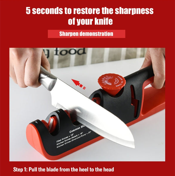 4- In-1 Adjustable Manual Knife Sharpener Multifunctional Knife Sharpener, 4 in 1 (Black Red), 4 in 1 (Gray Red)