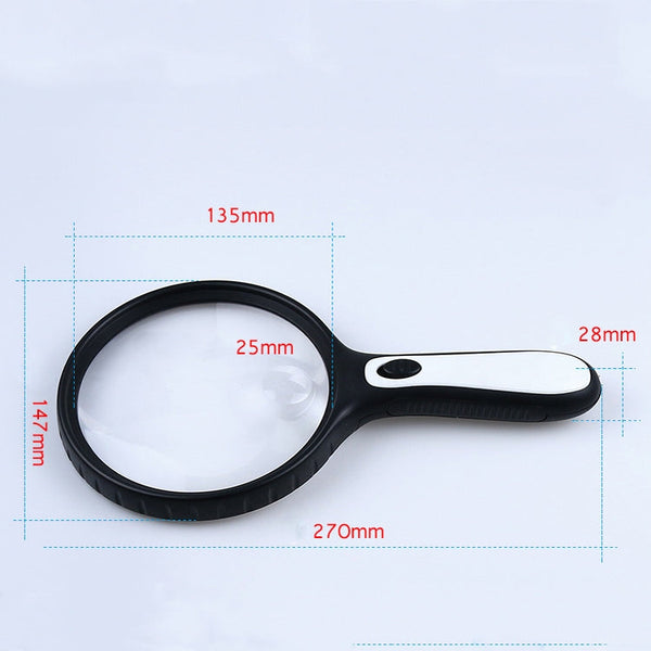 XT-4986E Handheld With Light Magnifier 10 Times Acrylic Lens Portable Magnifying Glass, XT-4986E