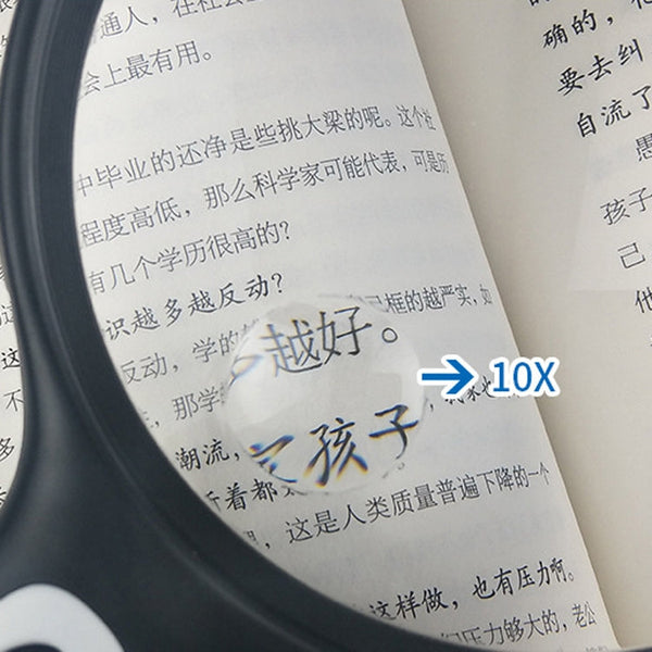 XT-4986E Handheld With Light Magnifier 10 Times Acrylic Lens Portable Magnifying Glass, XT-4986E