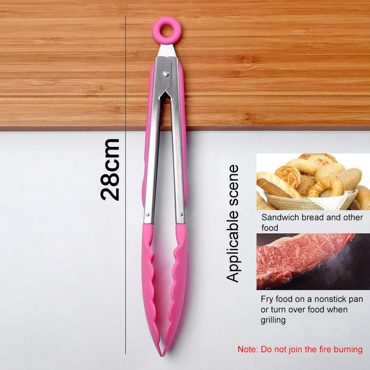 Kitchen Silicone Cooking Salad Stainless Steel Handle Food Clip, Steel Handle Food Clip(Blue), Steel Handle Food Clip(Pink), Steel Handle Food Clip(Yellow)