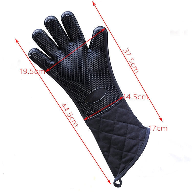 Extended Silicone Non-slip Gloves Resistant To High Temperatures Insulated Microwave Ovens Anti-scalding Gloves, Extended Silicone Gloves