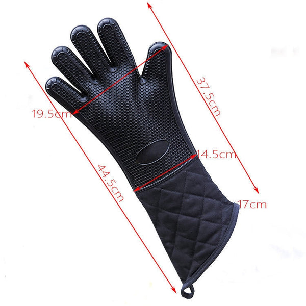 Extended Silicone Non-slip Gloves Resistant To High Temperatures Insulated Microwave Ovens Anti-scalding Gloves, Extended Silicone Gloves