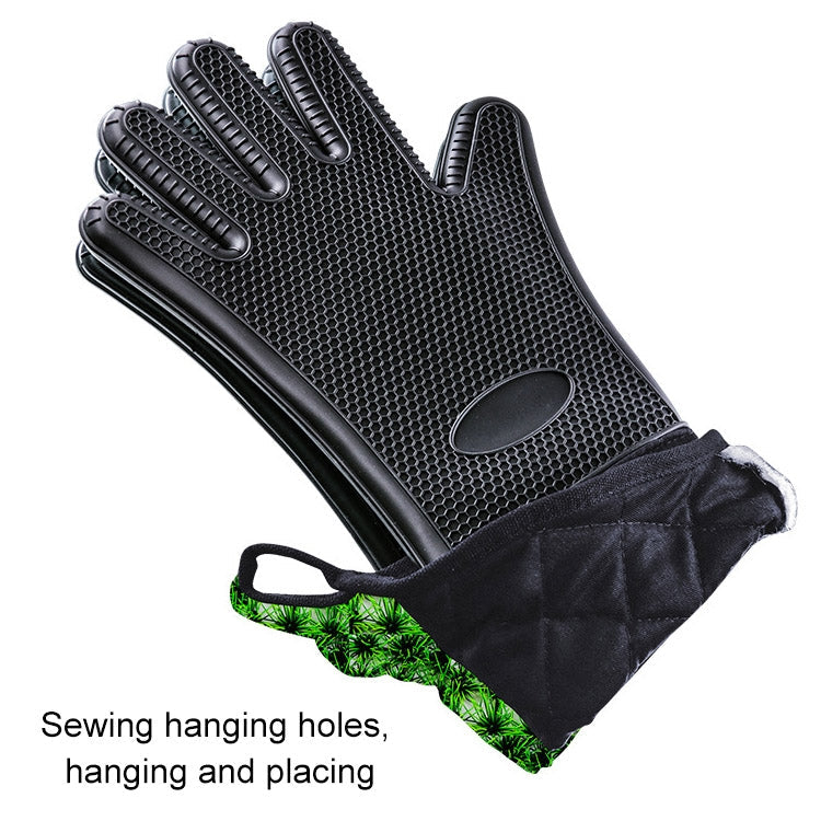 Extended Silicone Non-slip Gloves Resistant To High Temperatures Insulated Microwave Ovens Anti-scalding Gloves, Extended Silicone Gloves