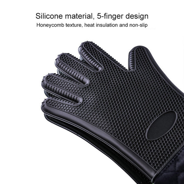 Extended Silicone Non-slip Gloves Resistant To High Temperatures Insulated Microwave Ovens Anti-scalding Gloves, Extended Silicone Gloves