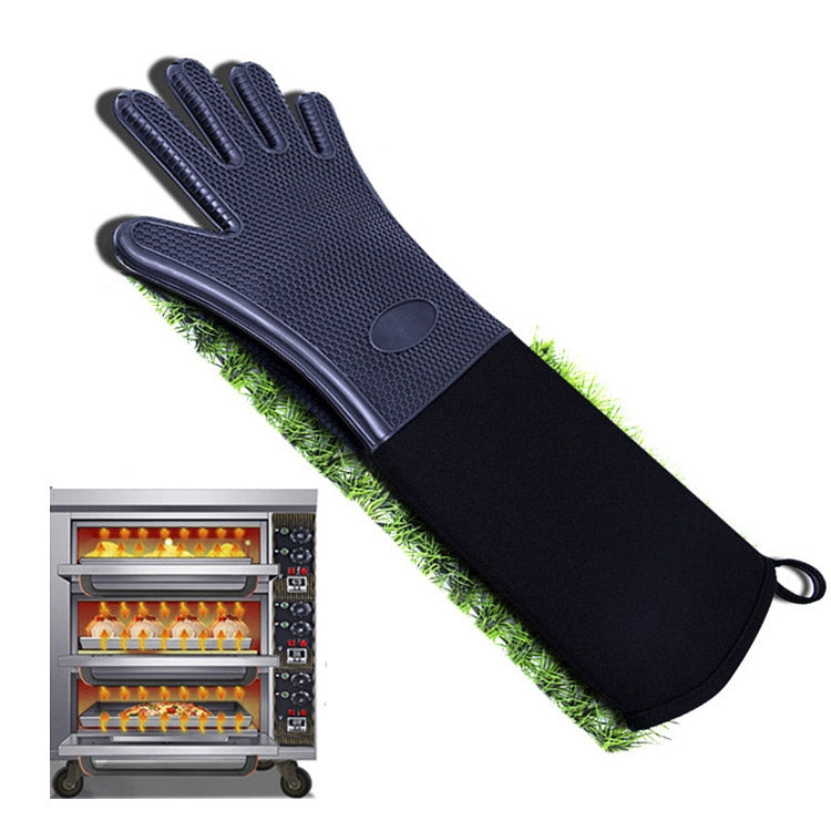 Extended Silicone Non-slip Gloves Resistant To High Temperatures Insulated Microwave Ovens Anti-scalding Gloves, Extended Silicone Gloves