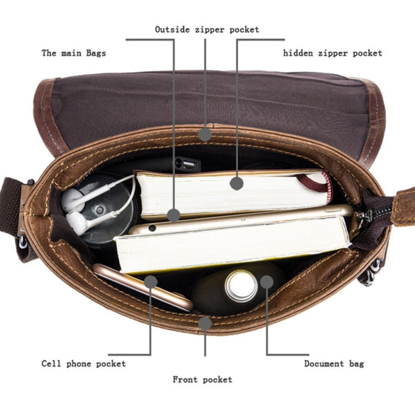 BUFF CAPTAIN 034 Men Leather Shoulder Bag Sports Outdoor First-Layer Cowhide Bag