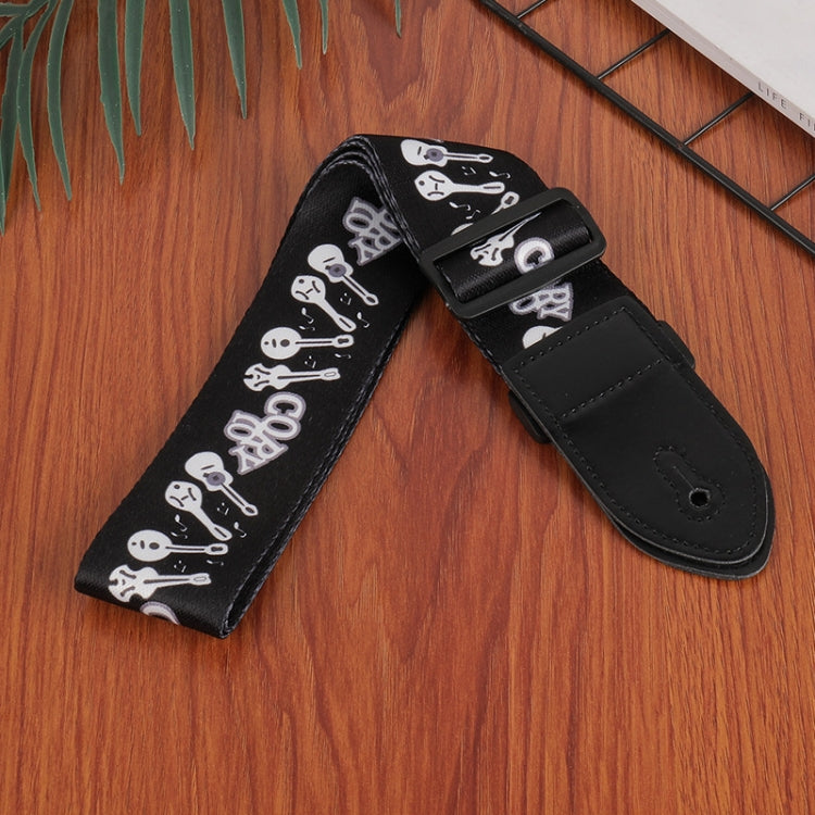 3 PCS Printed Ukulele Guitar Strap, Length: 85-135cm, National Style, Pink Panda, Yellow and Letter, Cartoon, Black White Gant, Blue Flash, Red Flame