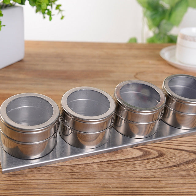 Stainless Steel Magnetic Kitchen Seasoning Cruet Set, Stainless Steel Seasoning Cruet Set