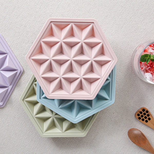 Home Creative DIY Ice Grid Mould Hexagonal Homemade Ice Mold With Tray Ice Cube Ice Cream Ice Box, Blue, Green, Pink, Purple