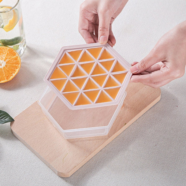 Home Creative DIY Ice Grid Mould Hexagonal Homemade Ice Mold With Tray Ice Cube Ice Cream Ice Box, Blue, Green, Pink, Purple