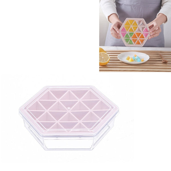 Home Creative DIY Ice Grid Mould Hexagonal Homemade Ice Mold With Tray Ice Cube Ice Cream Ice Box, Blue, Green, Pink, Purple