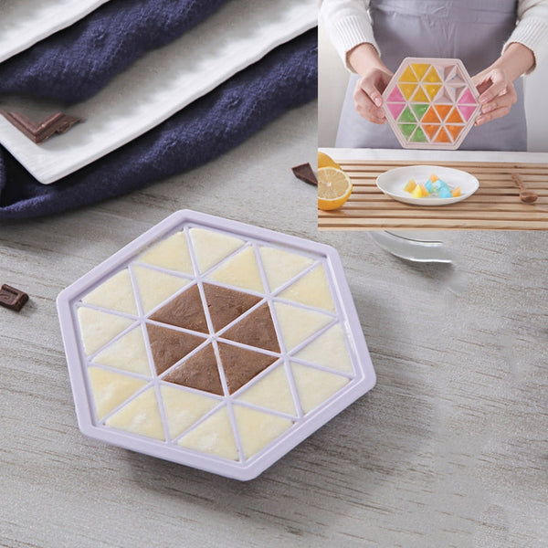 Home Creative DIY Ice Grid Mould Hexagonal Homemade Ice Mold With Tray Ice Cube Ice Cream Ice Box, Blue, Green, Pink, Purple