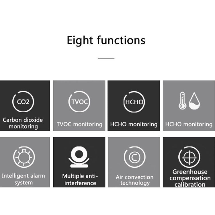 AK3 Portable CO2 Air Quality Formaldehyde Carbon Dioxide Detector, AK3 Semiconductor 5 in 1