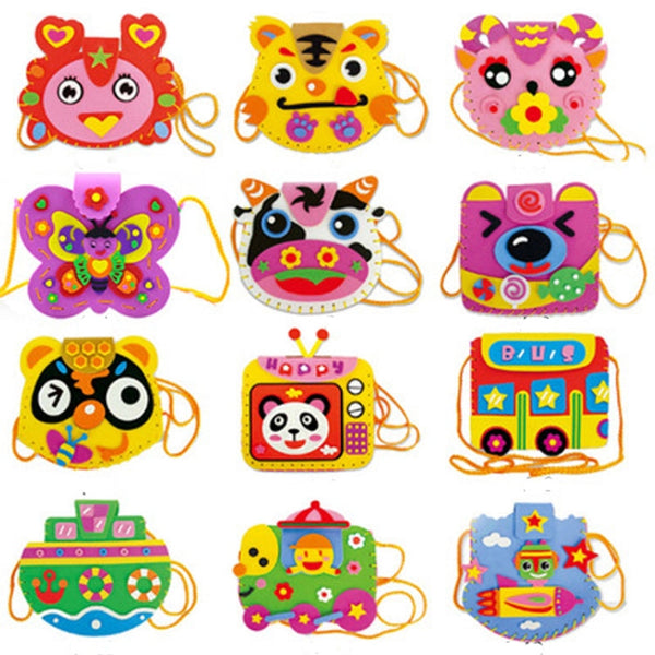 3 PCS Multicolor EVA Foam Puzzles Lovely Animals Children Handmade Bags, Random Style Delivery, 3 PCS EVA Foam Puzzles