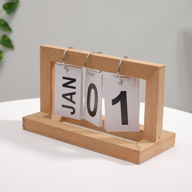 Wooden Flipping Calendar Simple Home Desktop Small Ornaments Study Desk Calendar, Black, Wood Color