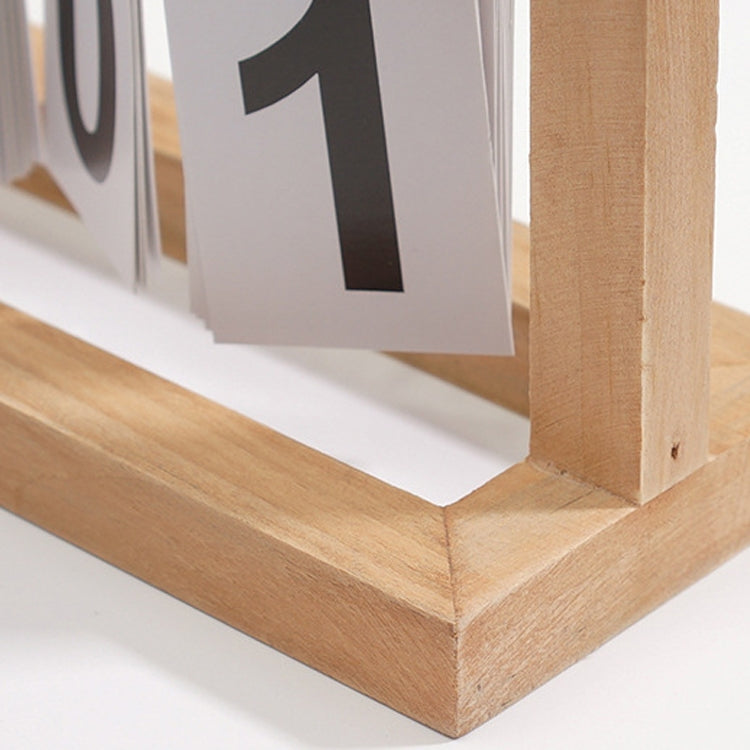 Wooden Flipping Calendar Simple Home Desktop Small Ornaments Study Desk Calendar, Black, Wood Color