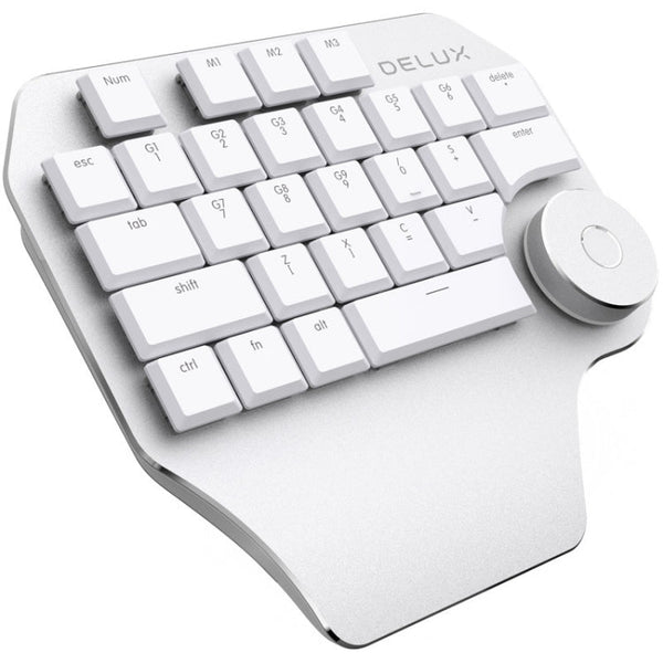 DELUX T11 29 Keys Single-Hand Keyboard Shortcut Key Speech Tool Flat Keyboard, Colour: Silver, Silver, Black
