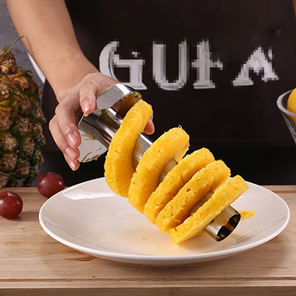 2 PCS Stainless Steel Pineapple Peeler Slicers Fruit Cutter Kitchen Tools, Pineapple Corer Slicer (Black handle), Pineapple Corer Slicer (Yellow handle), Pineapple Corer Slicer (Fruit Green handle)