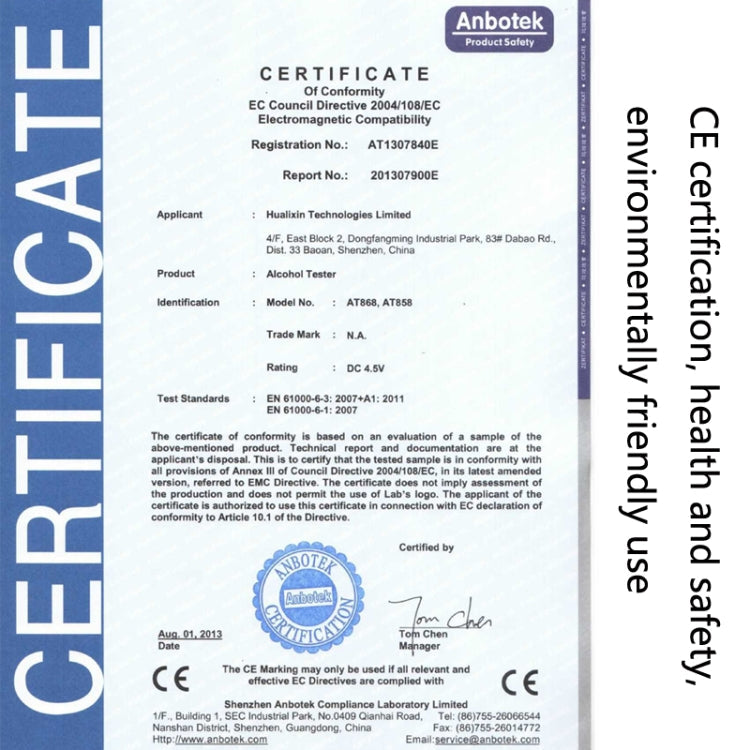 AT-858S Quick Check Alcohol Tester Portable Blow Breathing Alcohol Tester