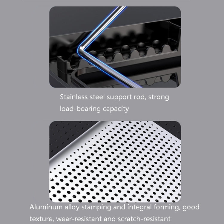 ICE COOREL Laptop Aluminum Alloy Radiator Fan Silent Notebook Cooling Bracket, Space Silver, Six-Fan Space Silver, Six-Fan Tungsten Gold Black