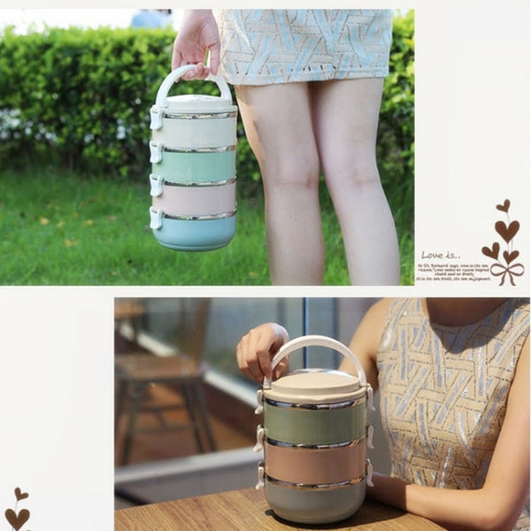 Gradient Color Lunch Box Food Bento Box Stainless Steel Container