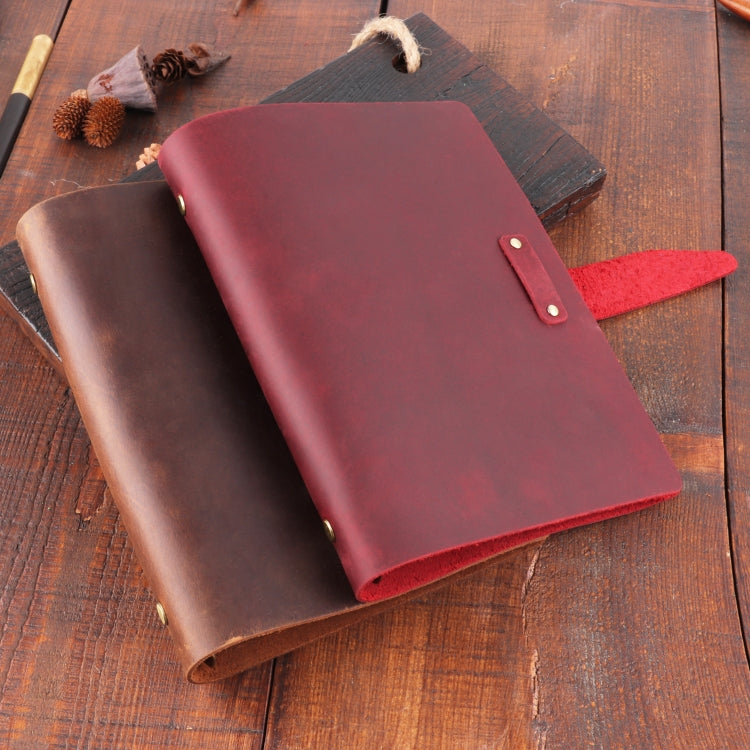 A5 Cowhide Retro Loose-Leaf Notebook Diary Office Business Simple Notepad Crazy Horse Leather Handbook