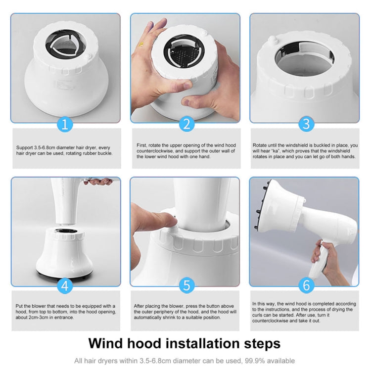 G8 Universal Hair Diffuser Adaptable For Blow Dryers with Rotatable Design Curly Hair Large Wind Hood, White, Black