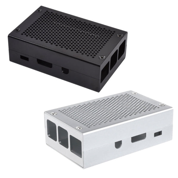 Aluminum Alloy Shell Grid Cooling Box For Raspberry Pi 3 Model B Pi 2/B +, Black, Black with Fan, Silver, Silver with Fan
